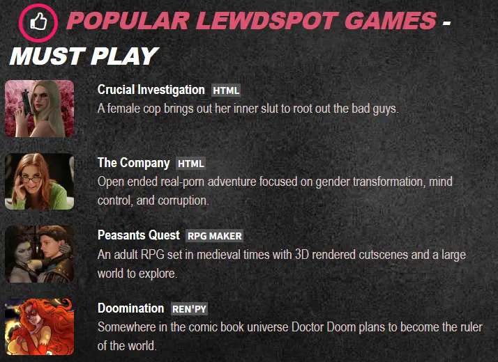 Popular Lewdspot Games